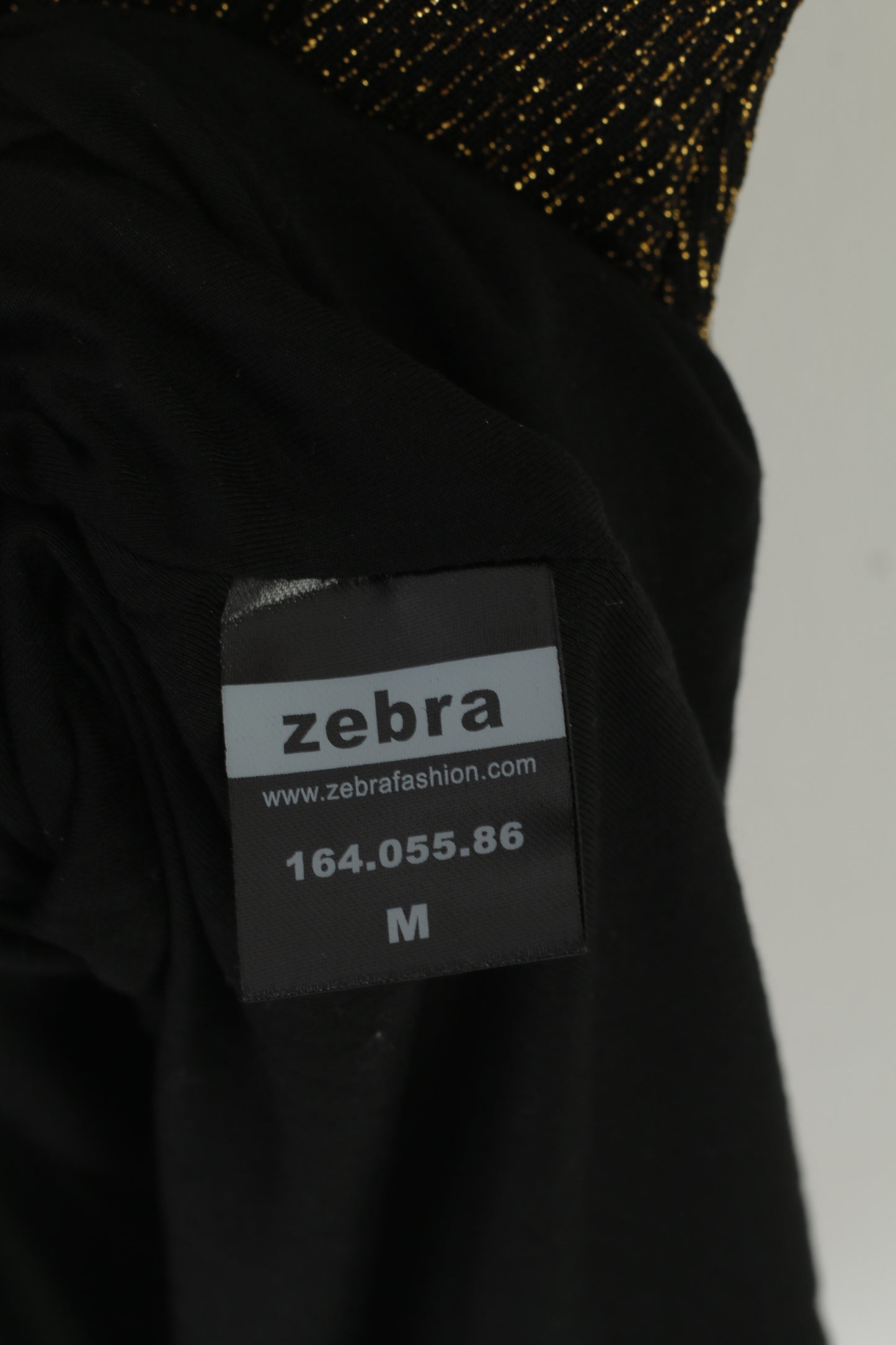 Zebra Women M Dress Black Gold Elegant Sleeveless