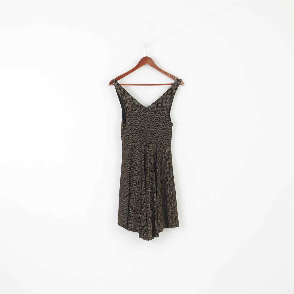 Abito Zebra Donna M Nero Oro Elegante senza maniche 