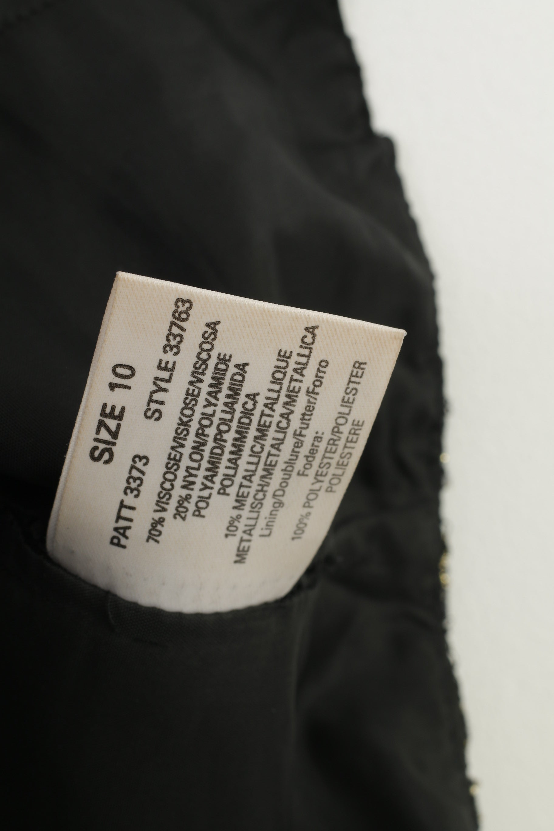 Precis Women 10 M Vest Buttons Front Black Embroidered Gold Vintage Elegant Top