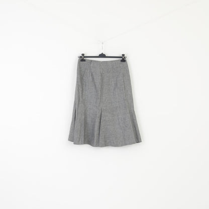 New Elegance Paris Women 14 40 M Skirt Grey Linen Blend Vintage Style A Line