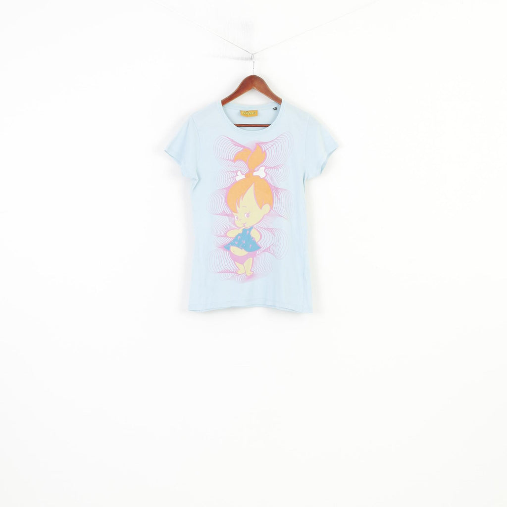 The Flinstones Women XL T-Shirt  Flintstone Graphic Blue Crew Neck Cotton Top