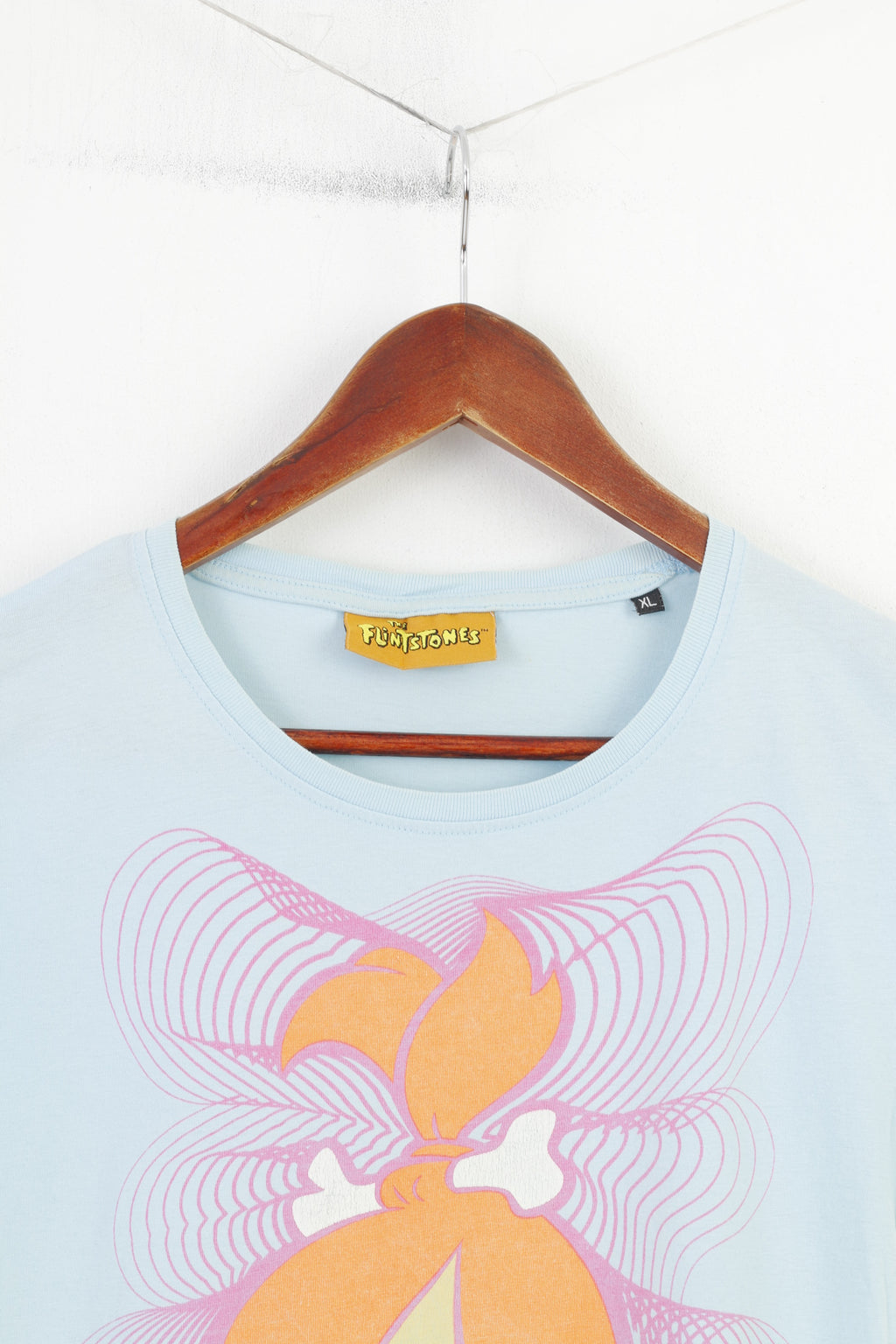 The Flinstones Femmes XL T-Shirt Flintstone Graphic Bleu Col rond Haut en coton