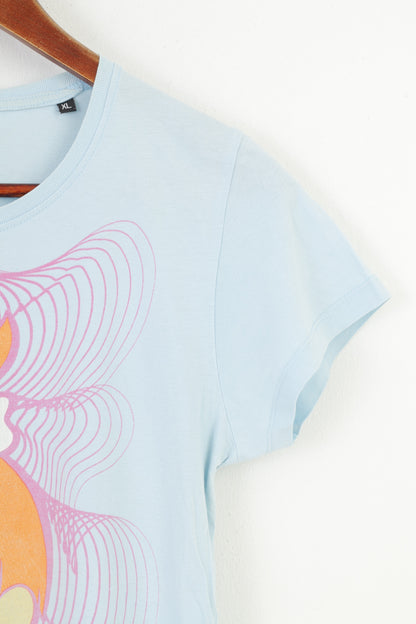 The Flinstones Femmes XL T-Shirt Flintstone Graphic Bleu Col rond Haut en coton