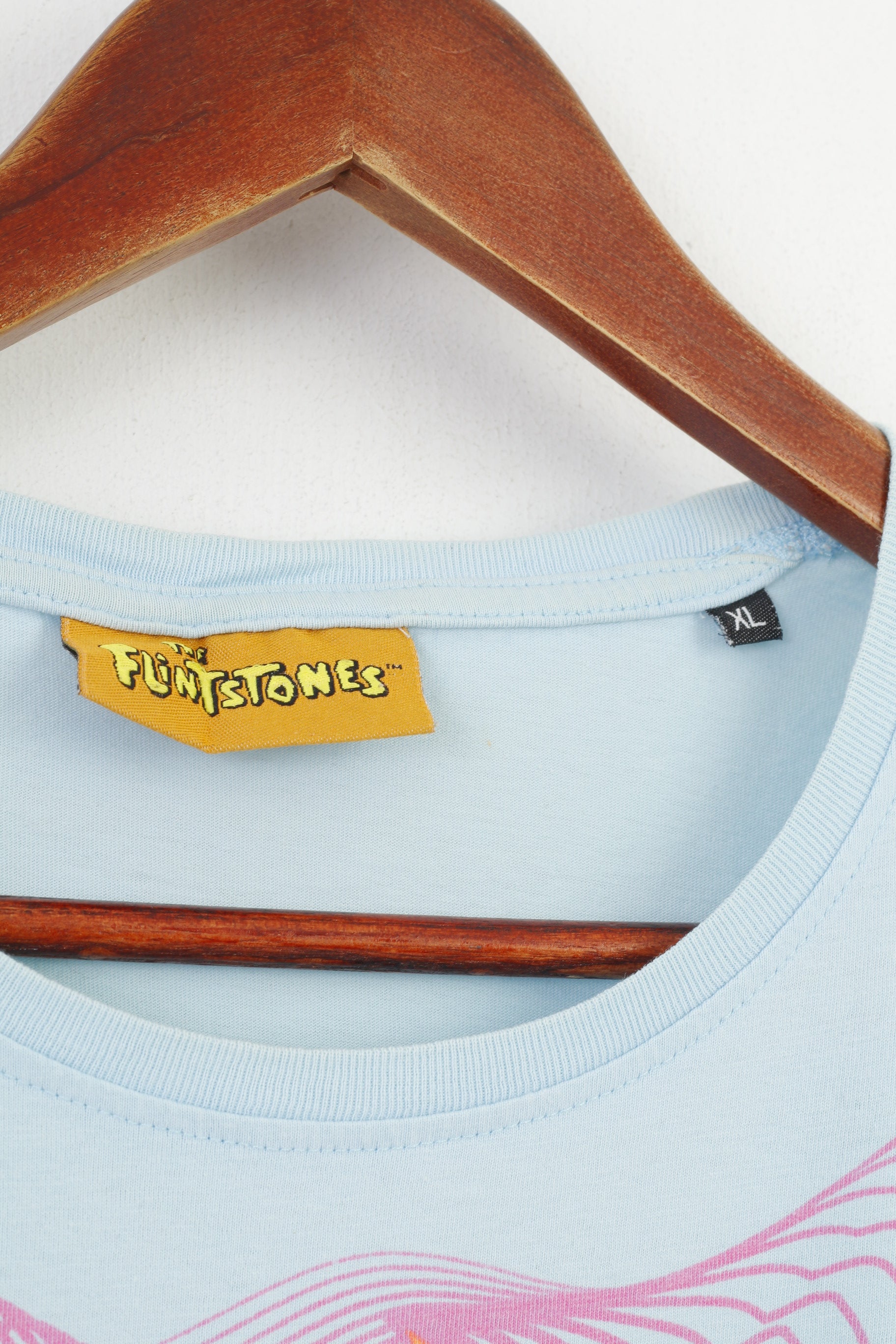The Flinstones Femmes XL T-Shirt Flintstone Graphic Bleu Col rond Haut en coton
