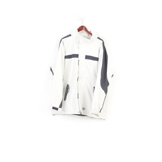 TCM Gear Weather Men L Jacket Hooded White Full Zipper Outwear Pockets Vintage Top