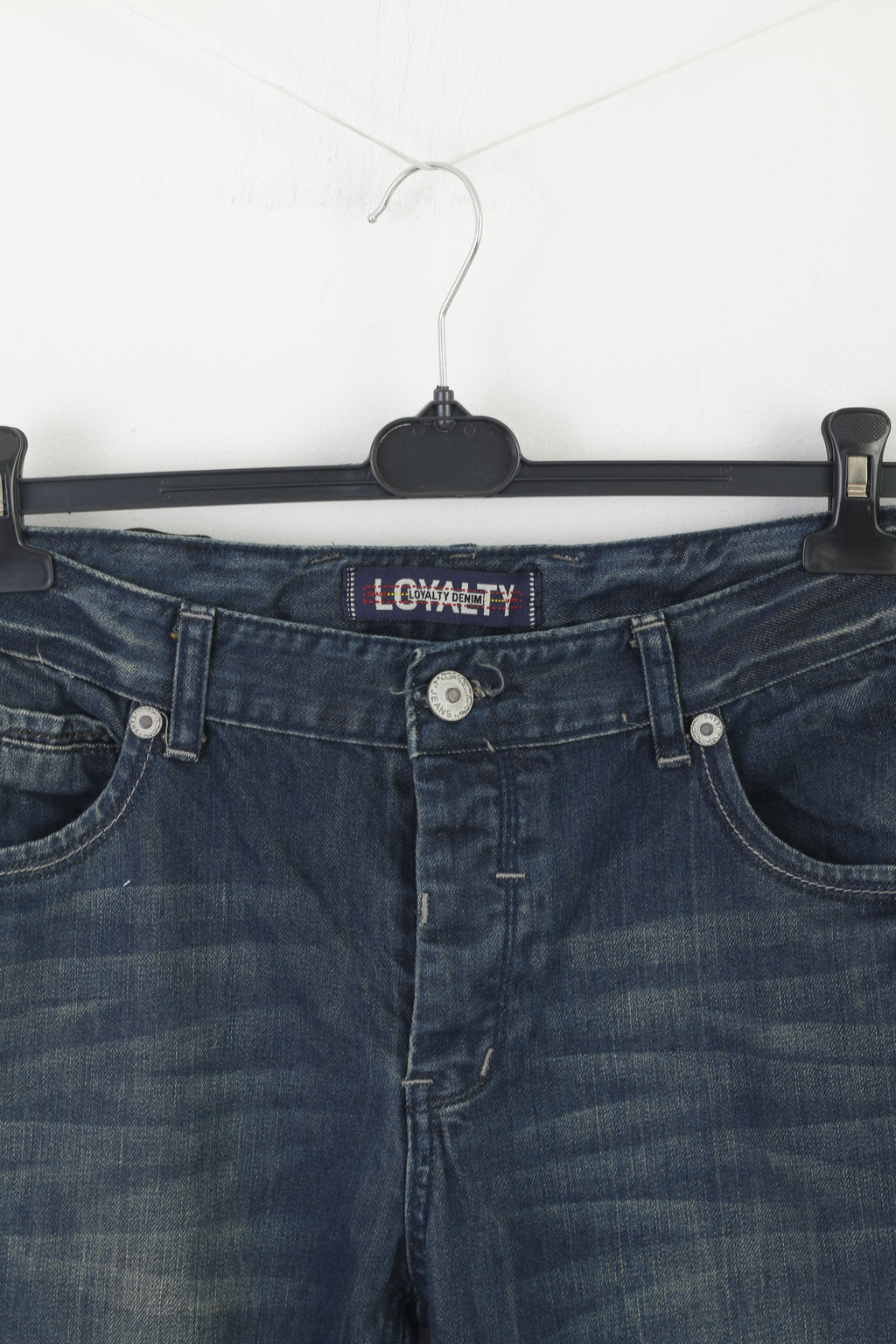 Loyalty Denim Hommes 34 50 Jeans Pantalon Marine Coton Pantalon Droit Déchiré