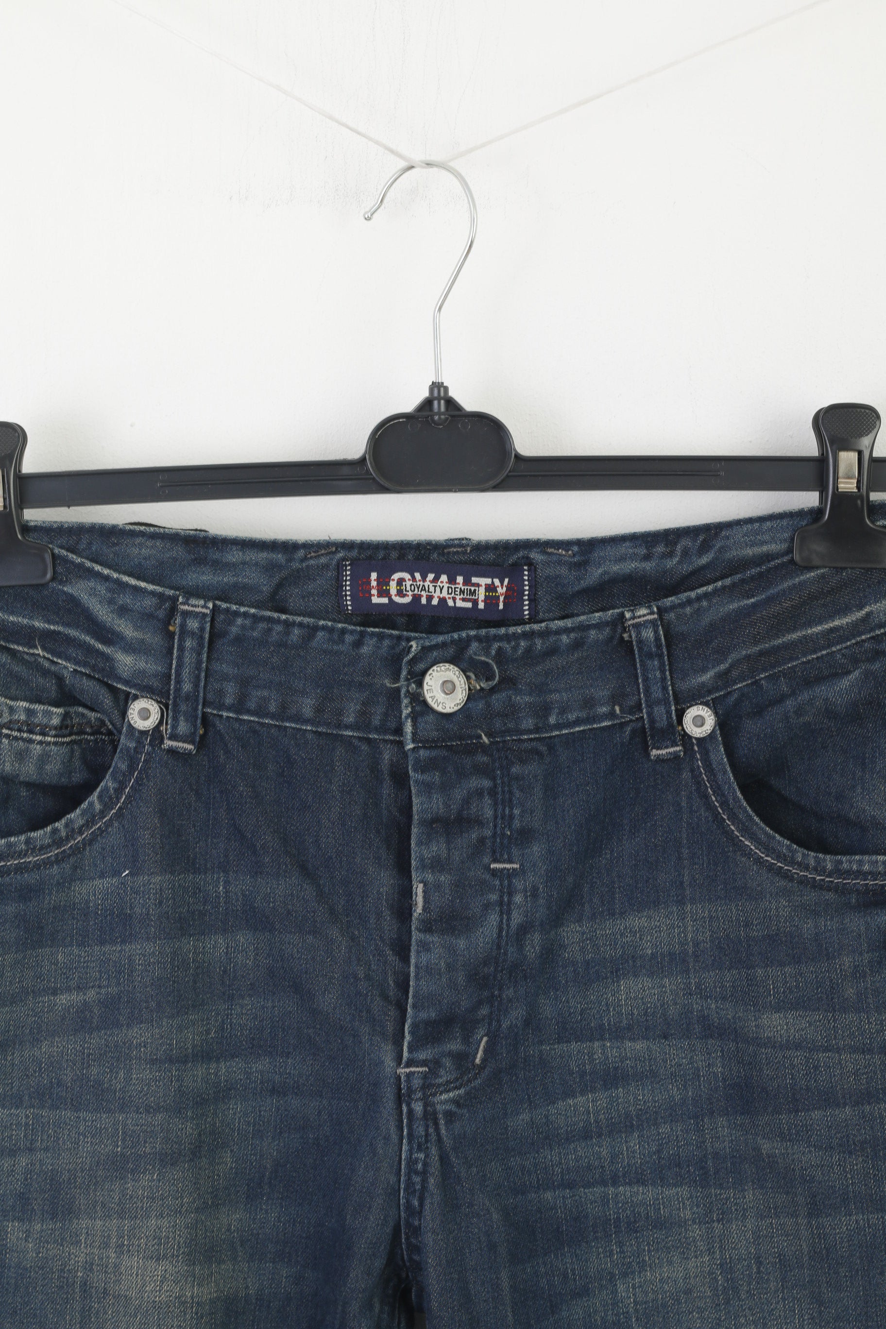 Loyalty Denim Hommes 34 50 Jeans Pantalon Marine Coton Pantalon Droit Déchiré