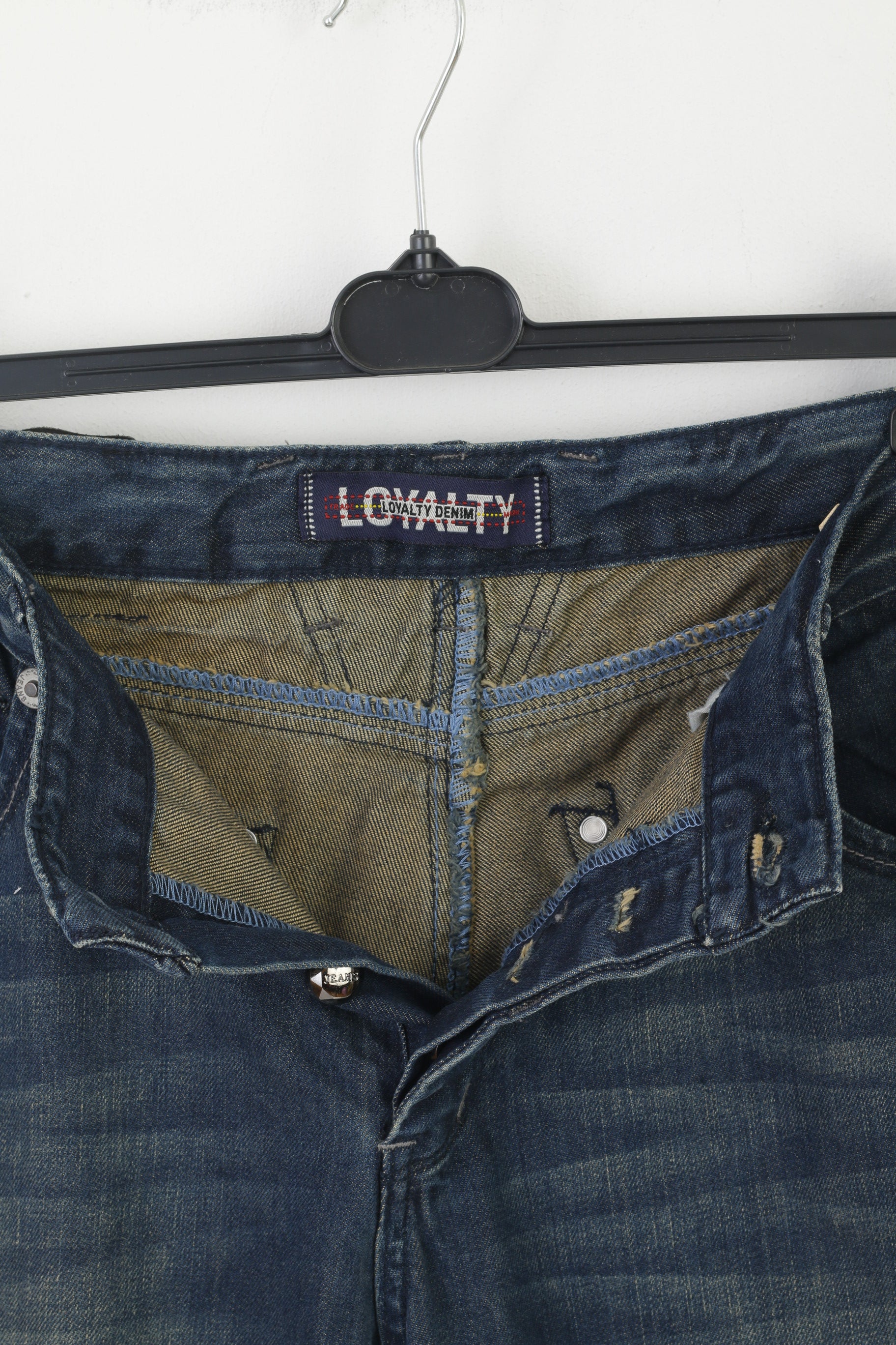 Loyalty Denim Hommes 34 50 Jeans Pantalon Marine Coton Pantalon Droit Déchiré