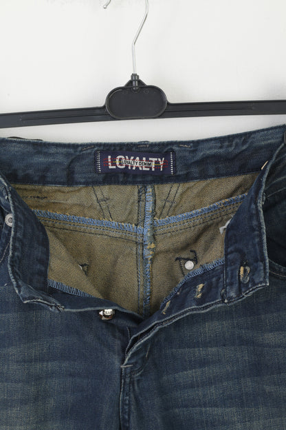 Loyalty Denim Men 34 50 Pantaloni jeans Pantaloni strappati dritti in cotone blu scuro