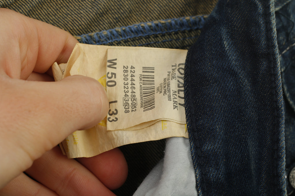 Loyalty Denim Hommes 34 50 Jeans Pantalon Marine Coton Pantalon Droit Déchiré