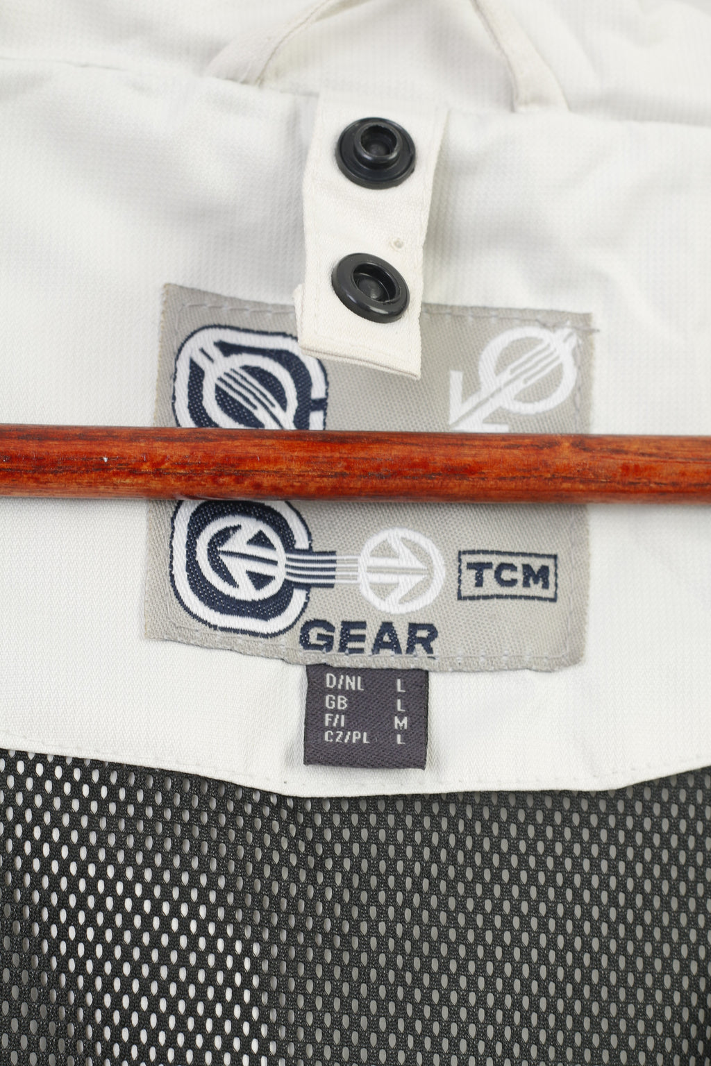 TCM Gear Weather Men L Jacket Hooded White Full Zipper Outwear Pockets Vintage Top