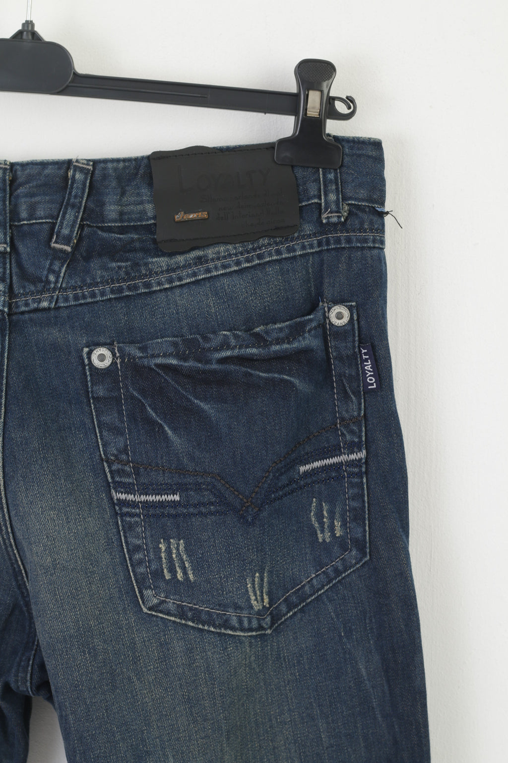 Loyalty Denim Hommes 34 50 Jeans Pantalon Marine Coton Pantalon Droit Déchiré