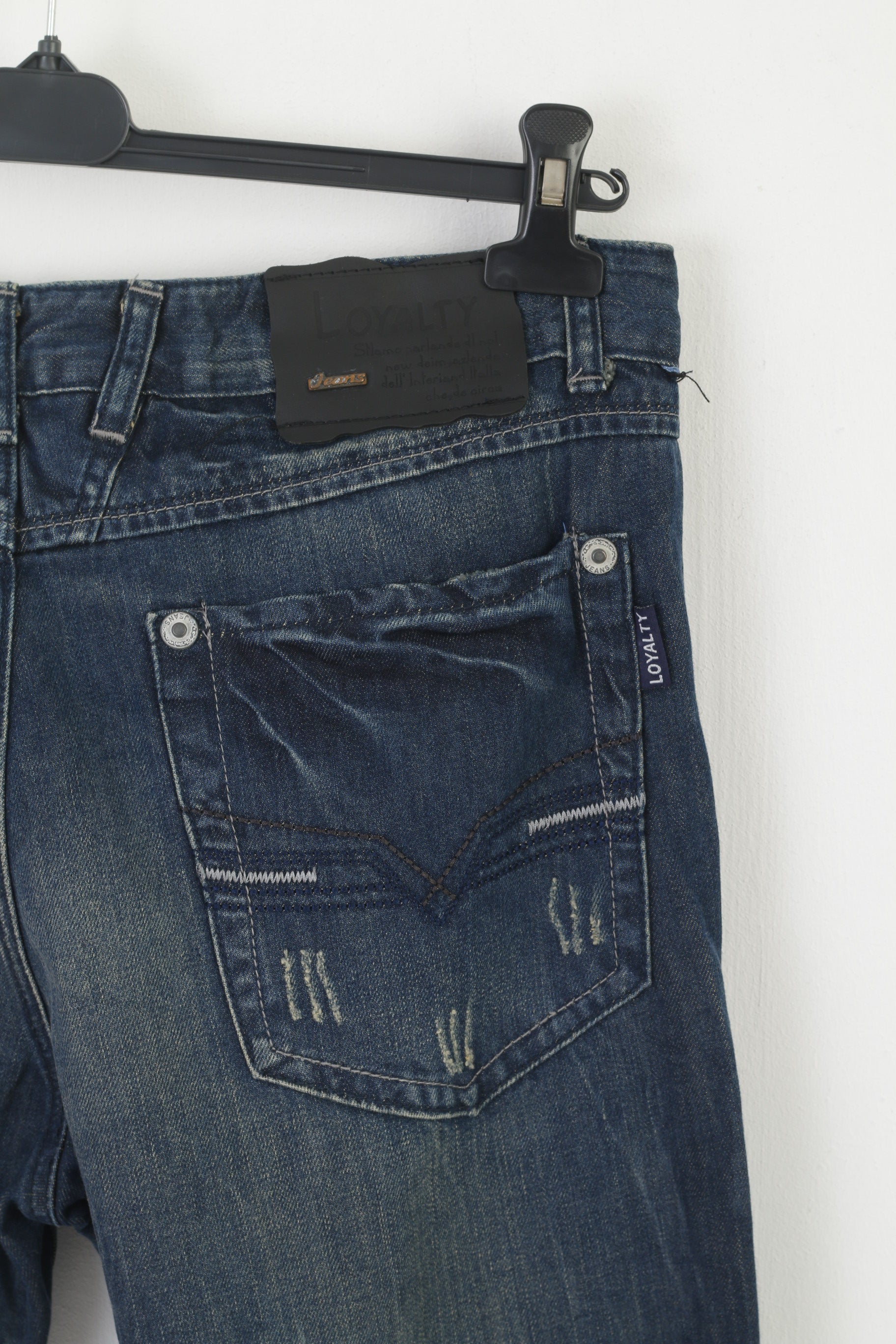 Loyalty Denim Hommes 34 50 Jeans Pantalon Marine Coton Pantalon Droit Déchiré