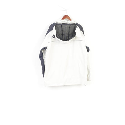 TCM Gear Weather Men L Jacket Hooded White Full Zipper Outwear Pockets Vintage Top