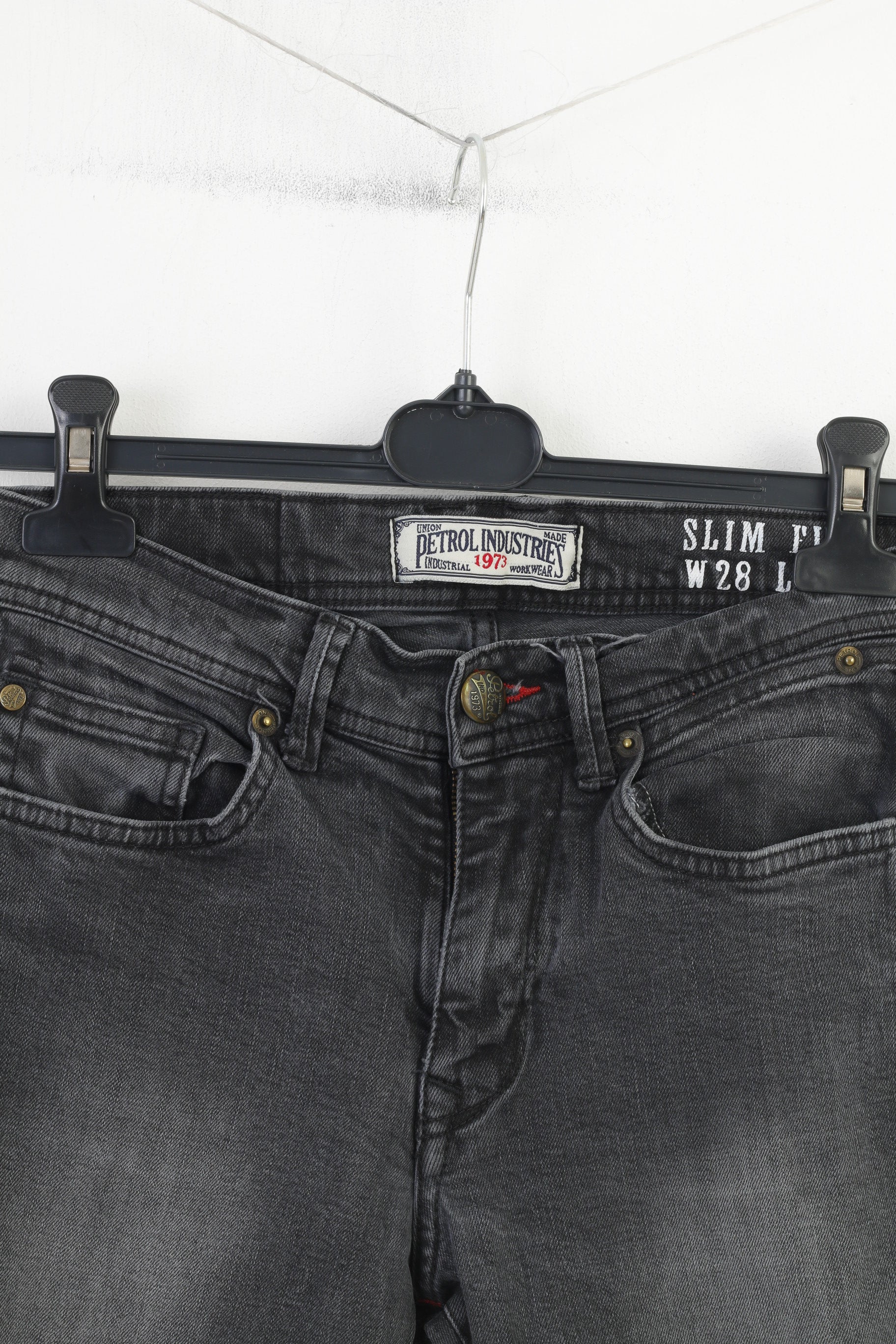 Petrol Industries Women 28 Trousers Charcoal Slim Fit  Cotton Denim Stretch Pants Jeans