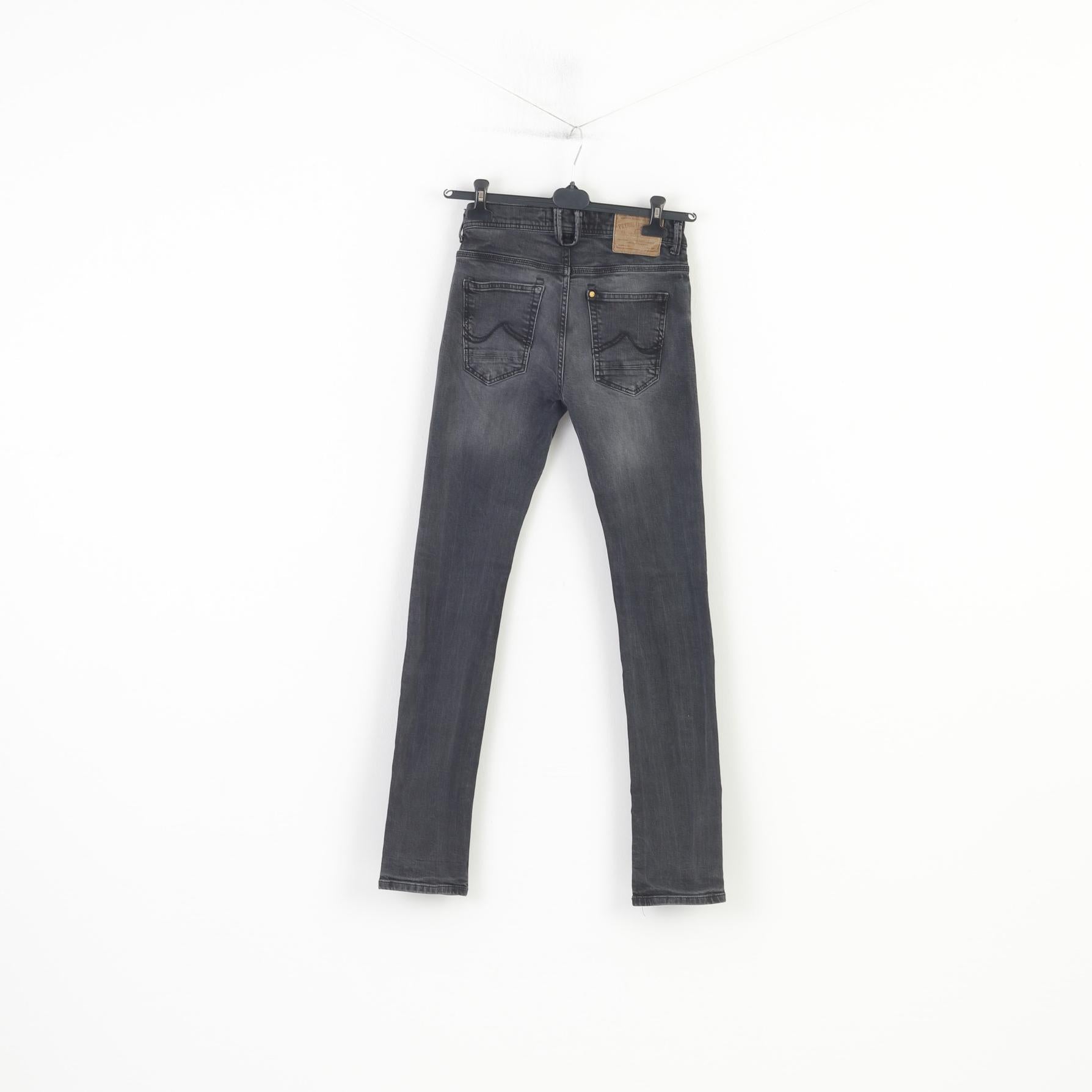 Petrol Industries Women 28 Trousers Charcoal Slim Fit  Cotton Denim Stretch Pants Jeans