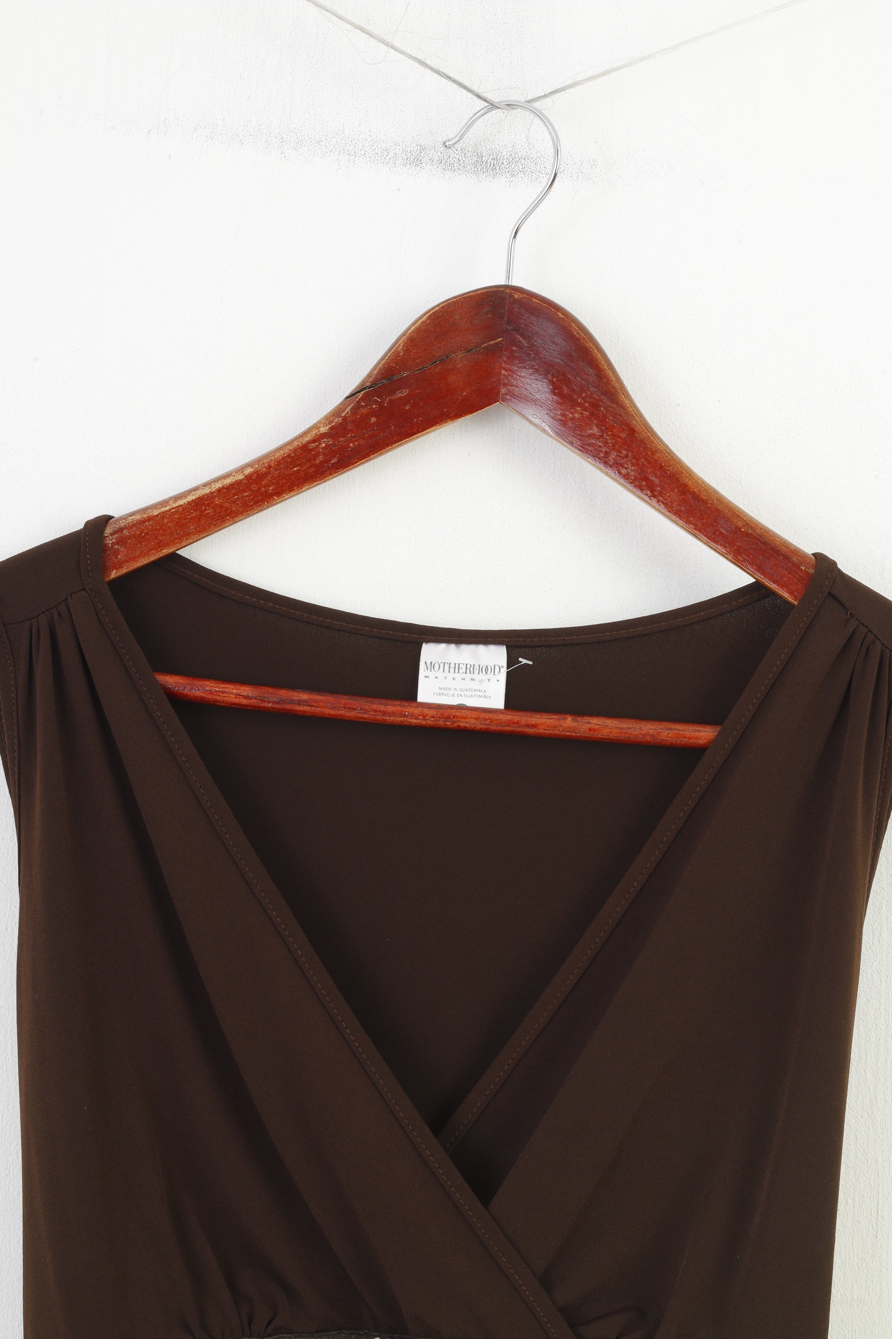 Motherhood Maternité Femme M Chemise Marron Col V Sans Manches Stretch Ceinture Top