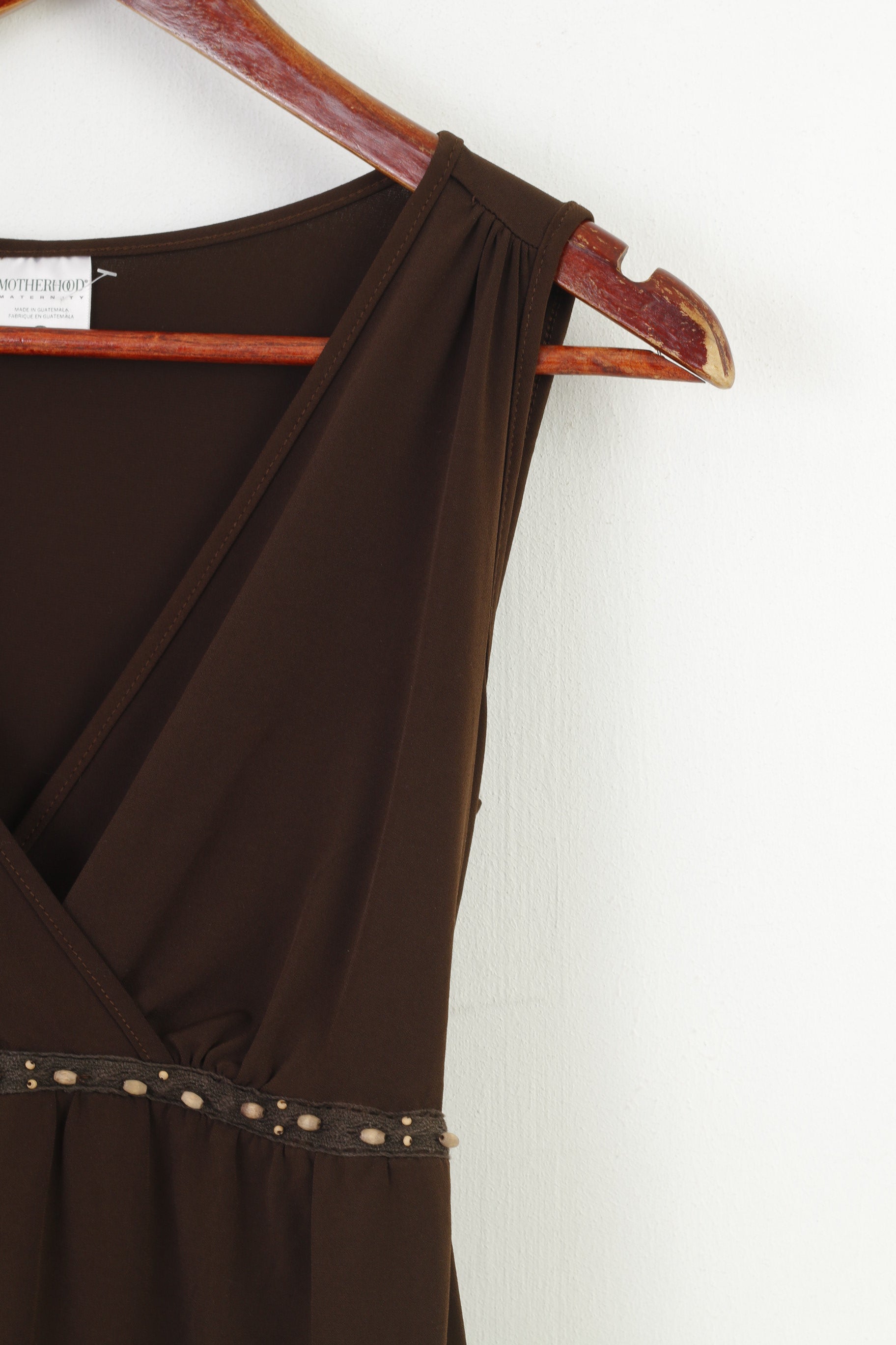 Motherhood Maternité Femme M Chemise Marron Col V Sans Manches Stretch Ceinture Top