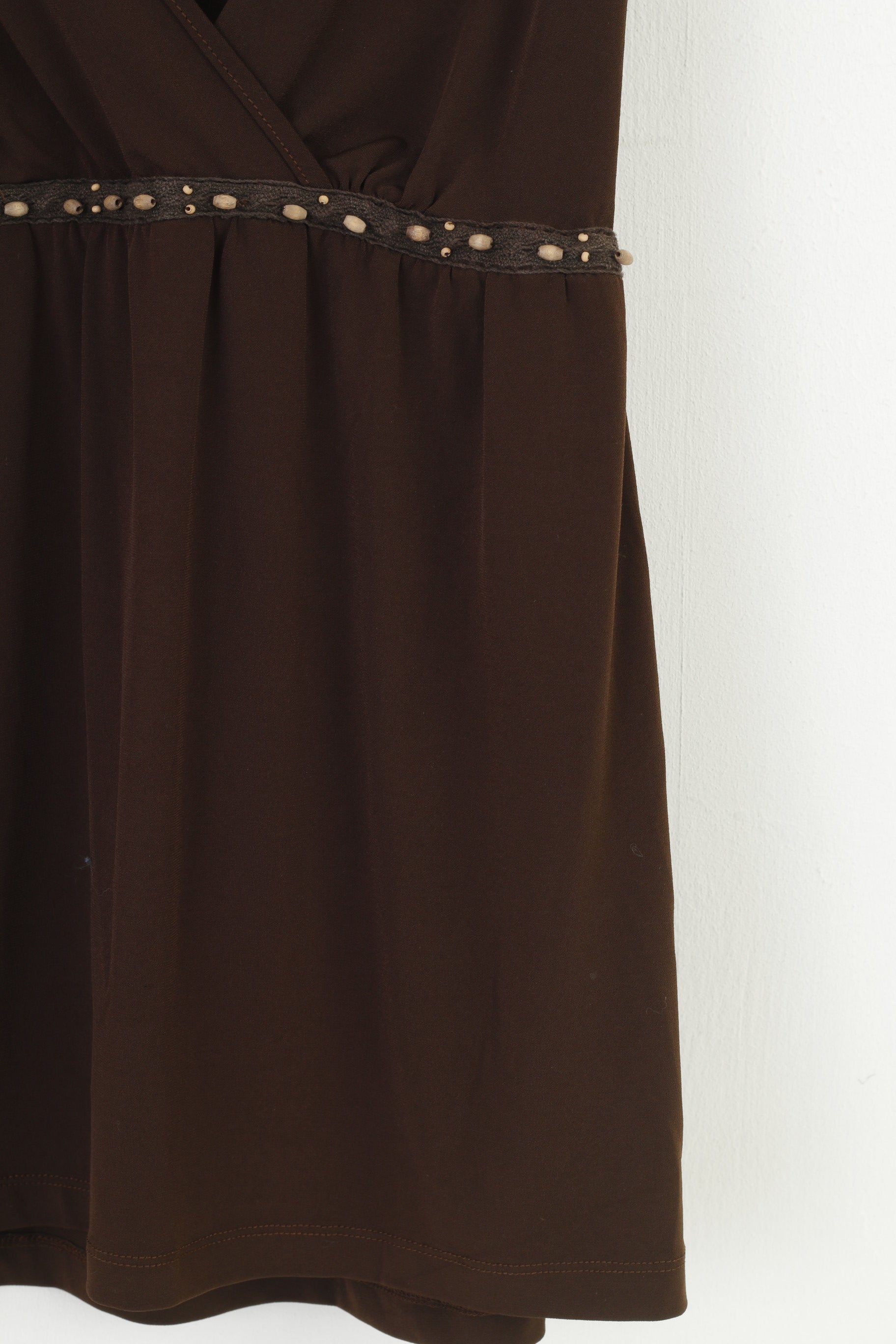 Motherhood Maternité Femme M Chemise Marron Col V Sans Manches Stretch Ceinture Top