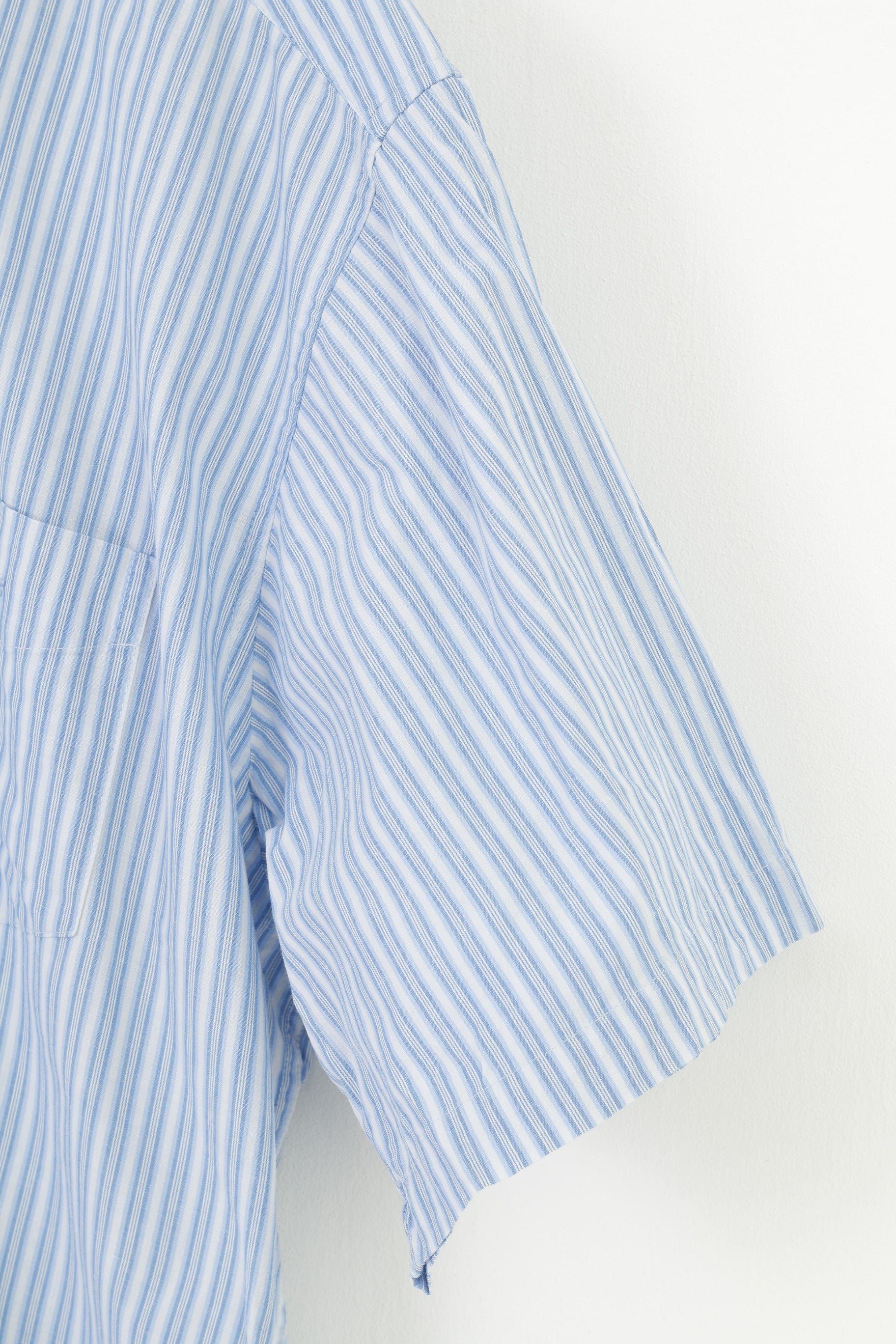 Logan hommes 2XL chemise décontractée à manches courtes rayé coton bleu course classique haut élégant