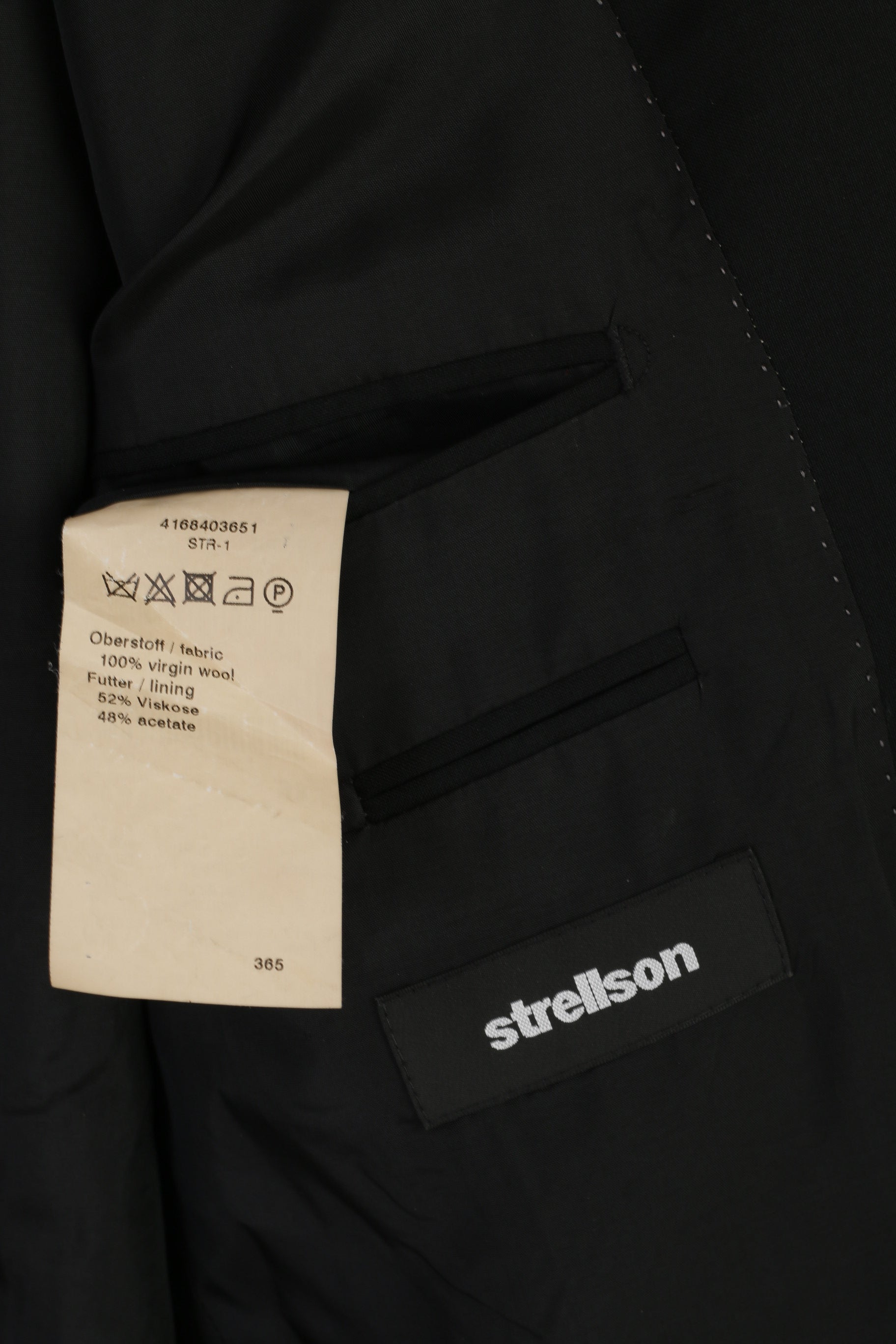 Strellson Men 98 40 Blazer Black Virgin Wool Single Breasted Premium Line Jacket