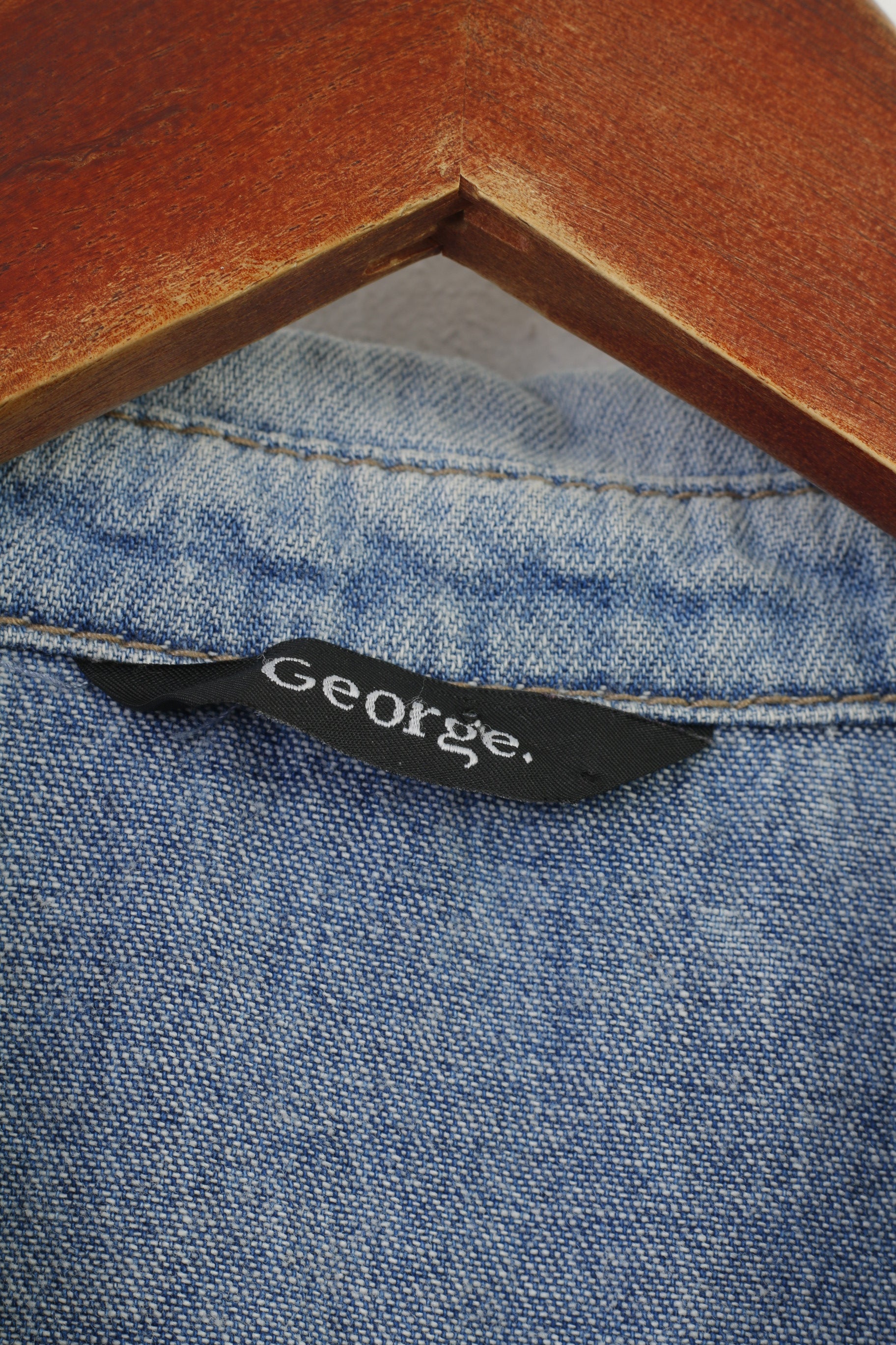 George femmes 14 42 M gilet Denim détaillé coton poches jean bleu sans manches bas haut Vintage