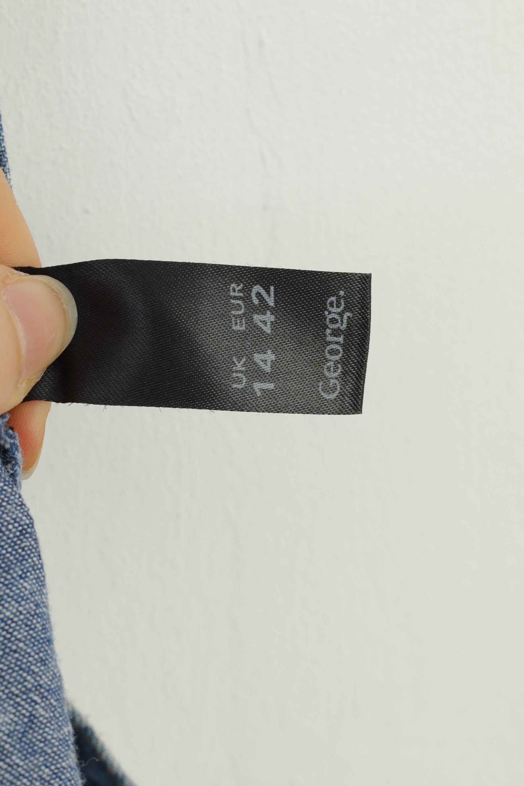 George femmes 14 42 M gilet Denim détaillé coton poches jean bleu sans manches bas haut Vintage