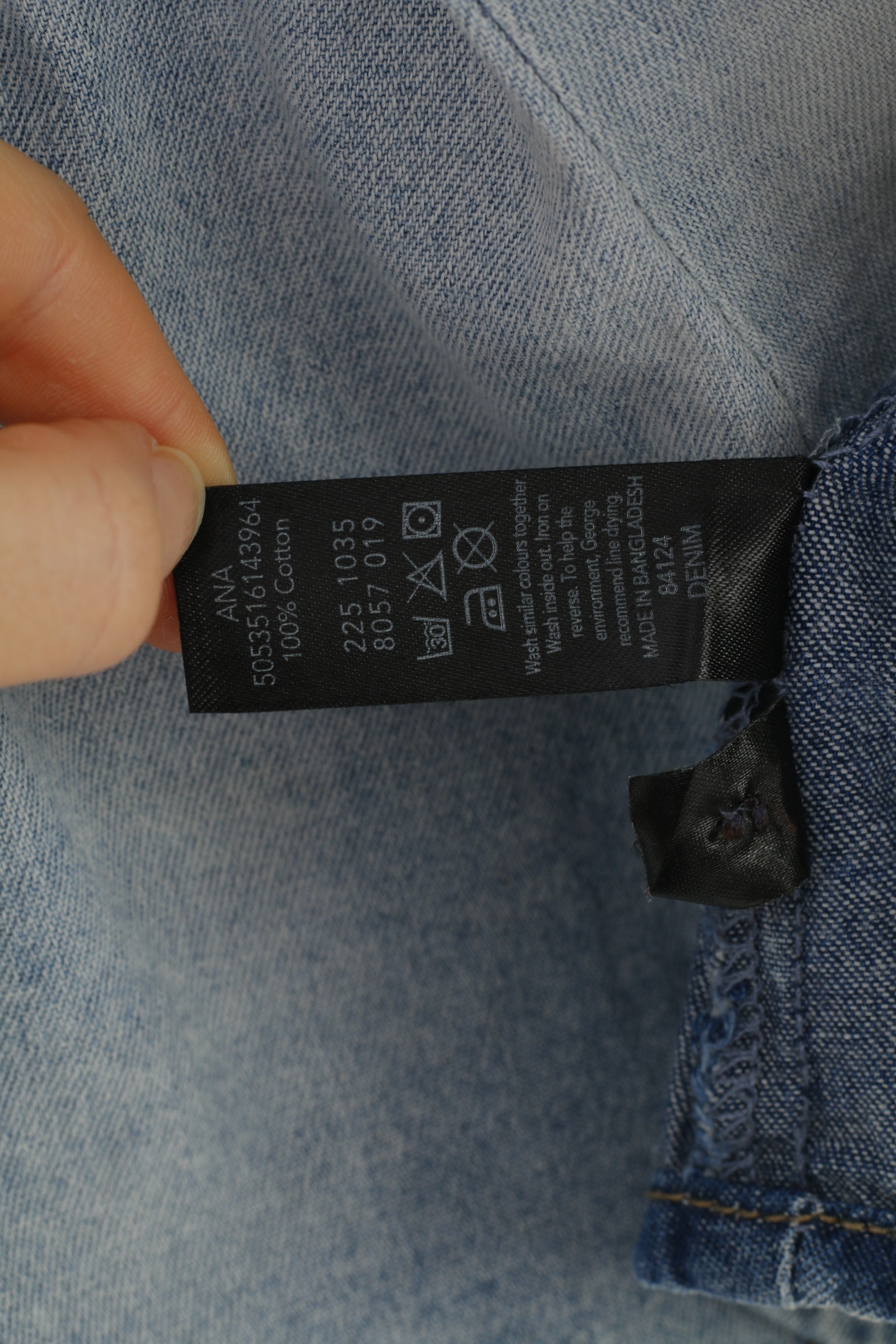 George Women 14 42 M Vest Denim  Detailed Cotton Pockets Jeans Blue Sleeveless Bottoms  Vintage Top