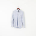 Hugo Boss Men 40  15 3/4 XL Casual Shirt Blue Check Cotton Long Sleeve Top