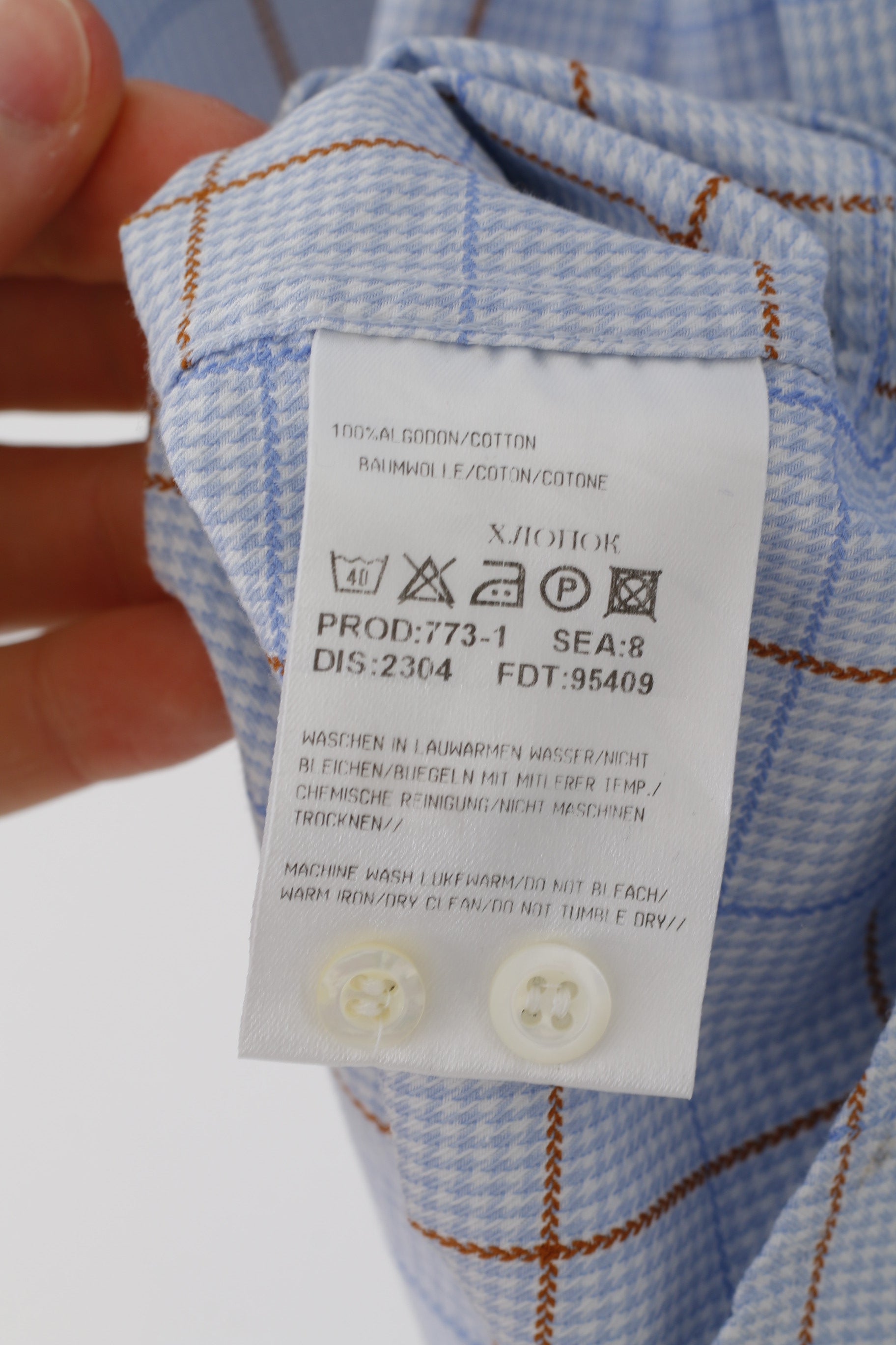 Hugo Boss Men 40  15 3/4 XL Casual Shirt Blue Check Cotton Long Sleeve Top