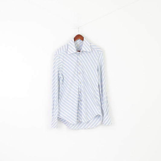 A.I. & P. Men 17 43 M Casual Shirt Blue Striped Cotton Sansepolcro Made in Italy Top