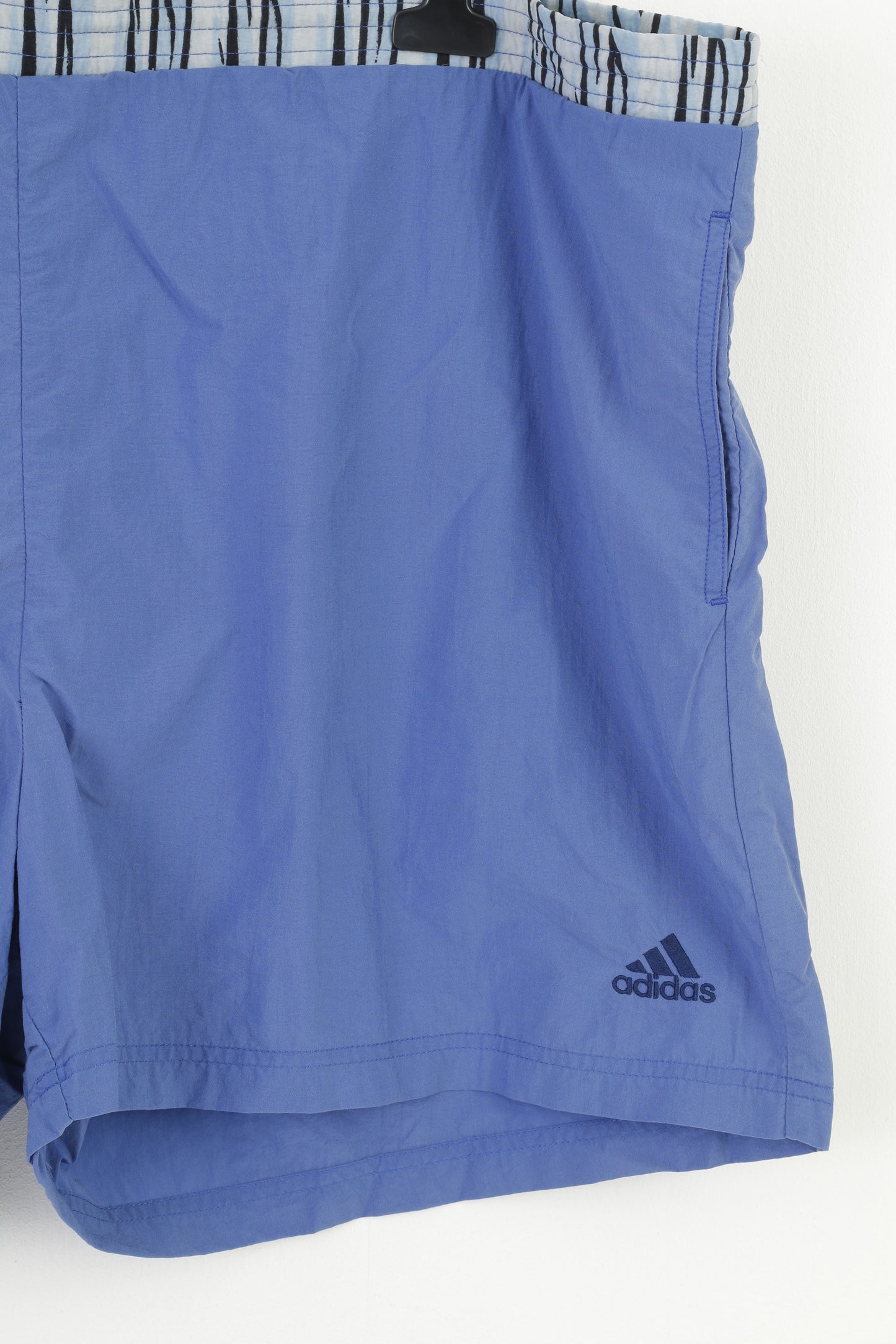 Adidas Men 2XL Shorts Blue Training Sportswear Nylon Waterproof 3 Stripes Vintage Pants