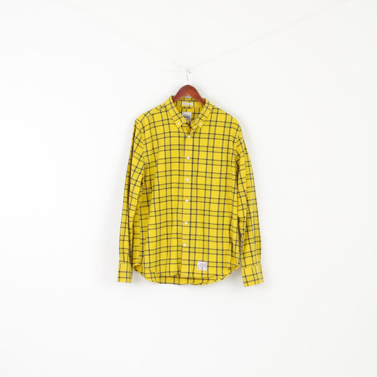 Superdry Men XXL (XL) Casual Shirt Yellow Check Vintage The Dry Oxford Pocket Top