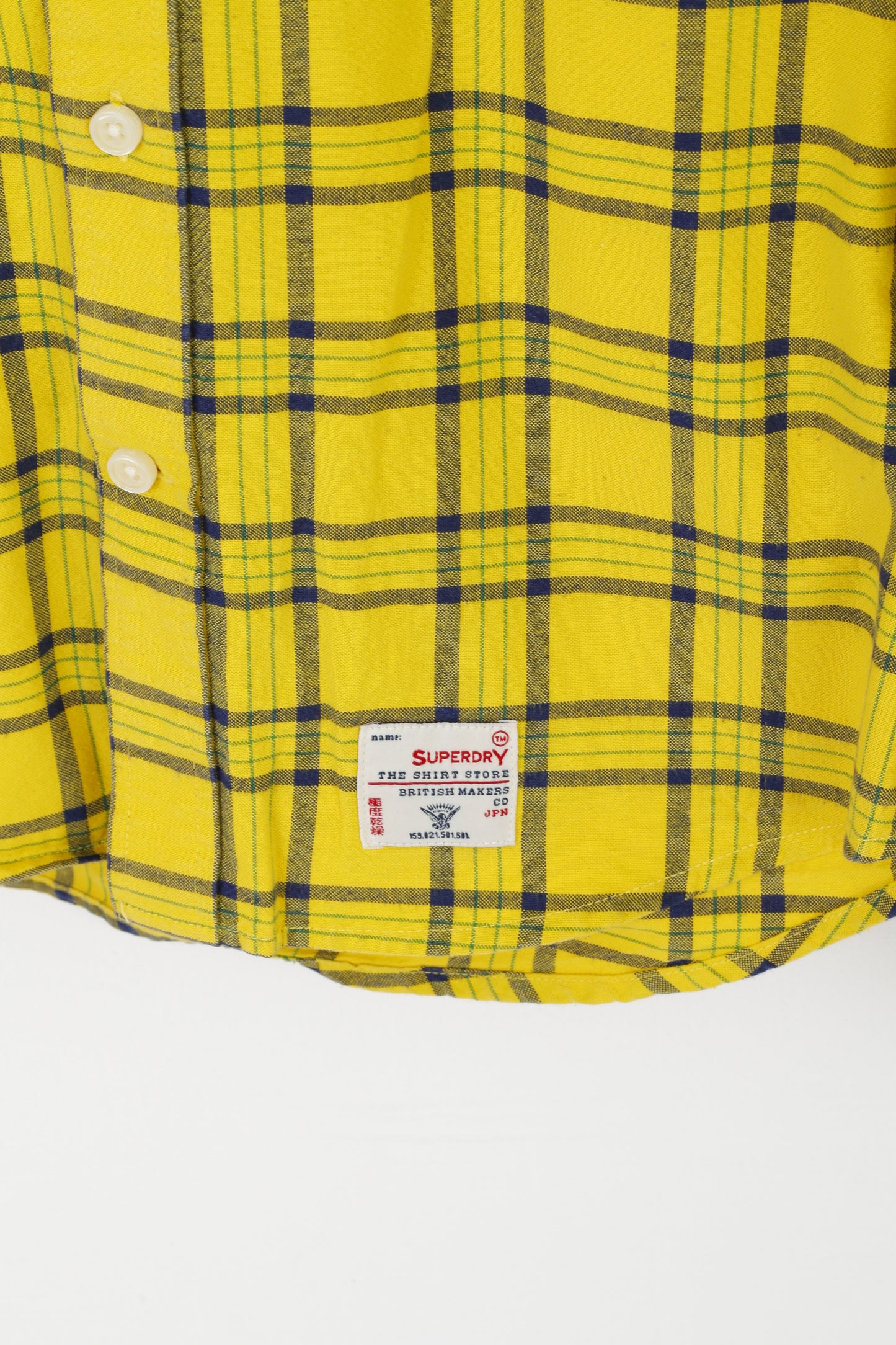 Superdry Chemise décontractée XXL (XL) à carreaux jaunes Vintage The Dry Oxford Pocket Top