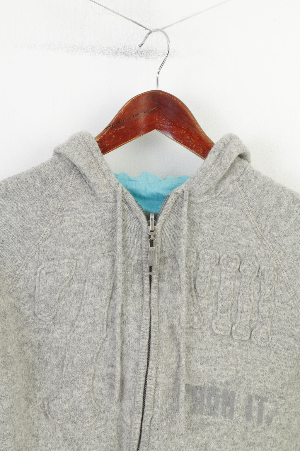 Diesel Donna MS Felpa Maglione Grigio Lana con Zip e Cappuccio Maglione Vintage Top