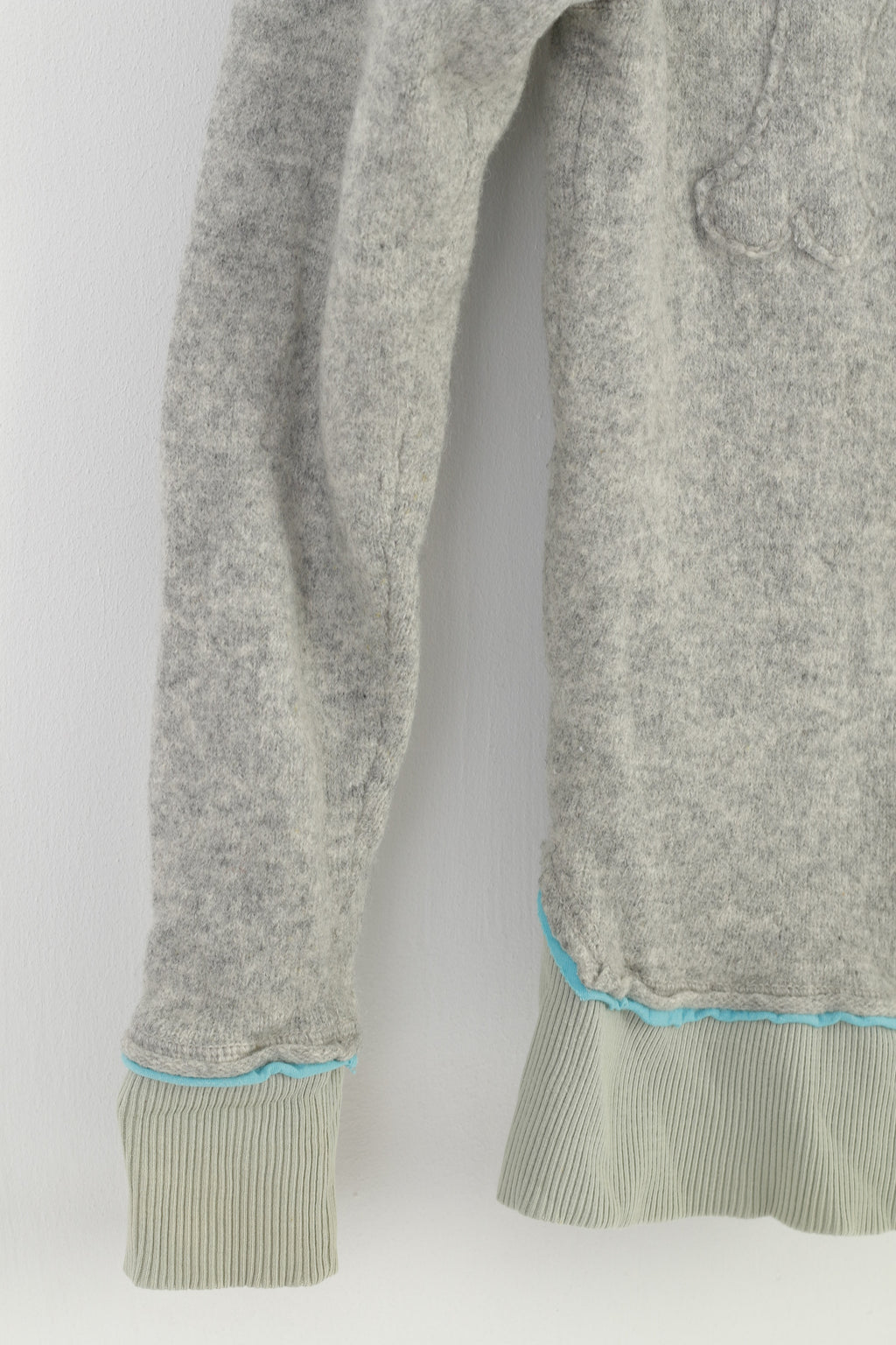 Diesel Donna MS Felpa Maglione Grigio Lana con Zip e Cappuccio Maglione Vintage Top