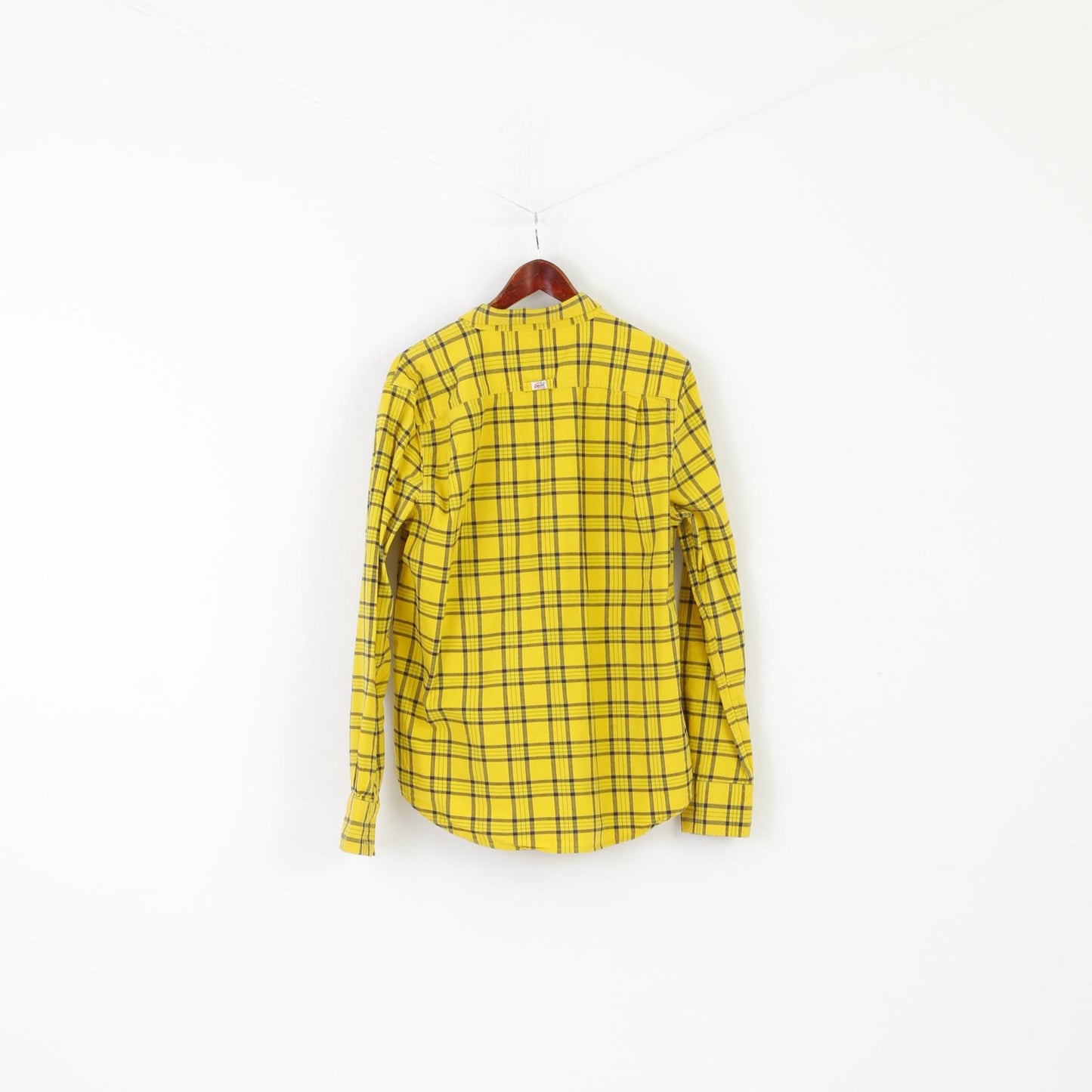 Superdry Men XXL (XL) Casual Shirt Yellow Check Vintage The Dry Oxford Pocket Top