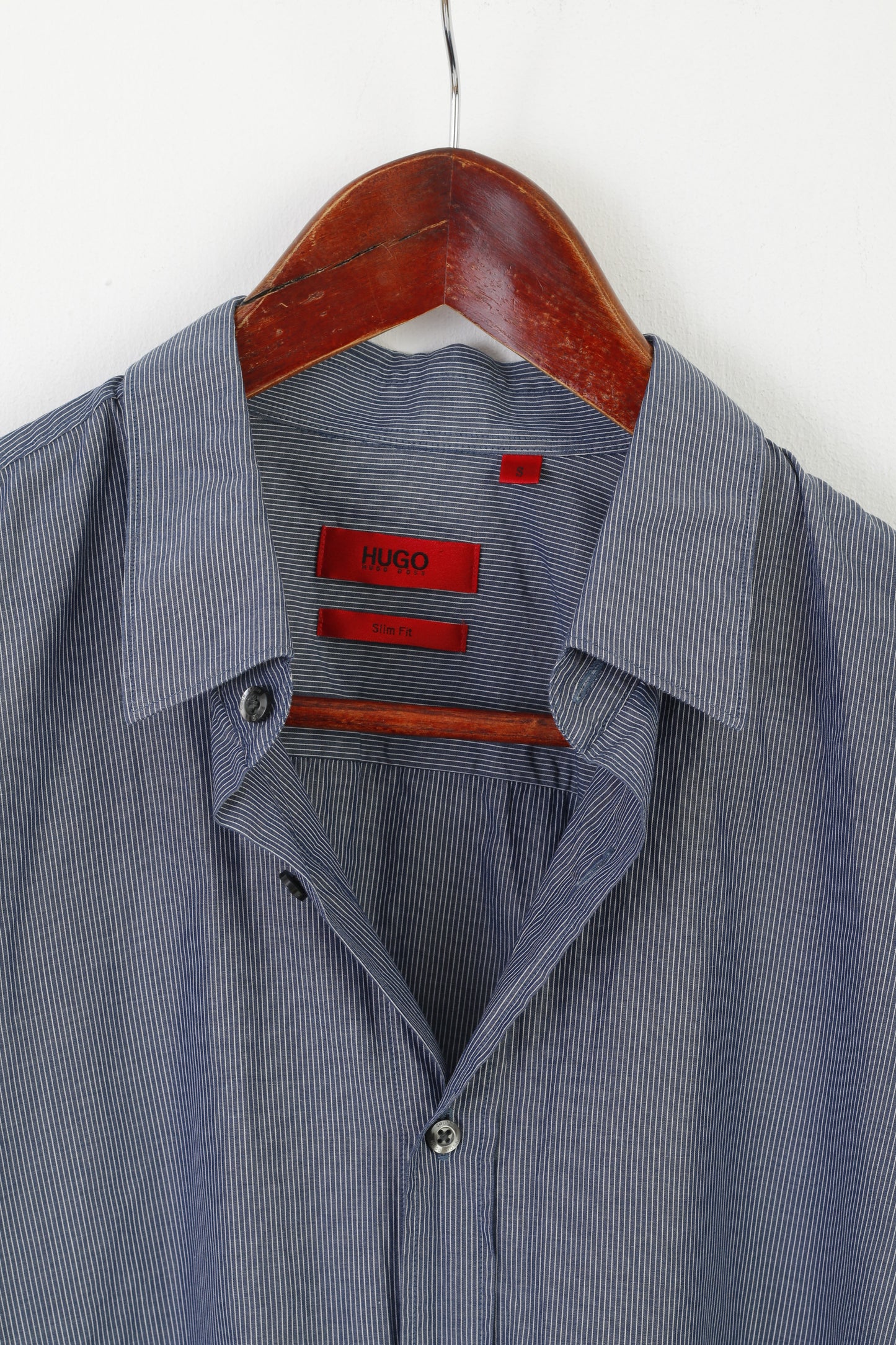 Camicia casual da uomo Hugo Boss Top a maniche lunghe slim fit in cotone a righe blu