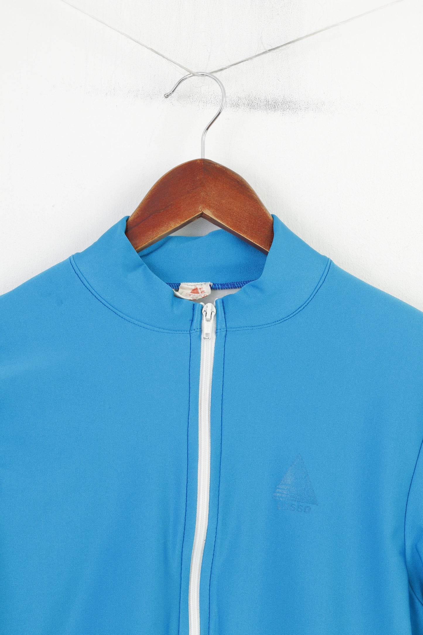 Felpa da ciclismo da uomo Lusso con cerniera intera blu lucido per abbigliamento sportivo tasche posteriori top vintage