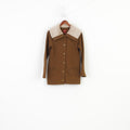 Merona Women S Jacket Brown Padded Snap Bottoms Fur Collar Vintage Cotton Top