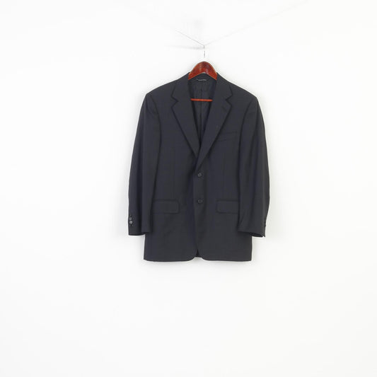 Canali Men 46 Blazer Navy Wool Single Breasted Italy Shoulder Pads Vintage Jacket