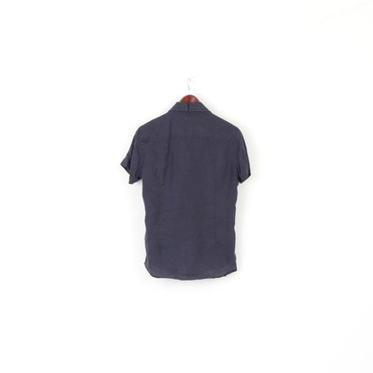 Calvin Klein Jeans Camicia casual da uomo Navy 100% lino Top con tasca estiva