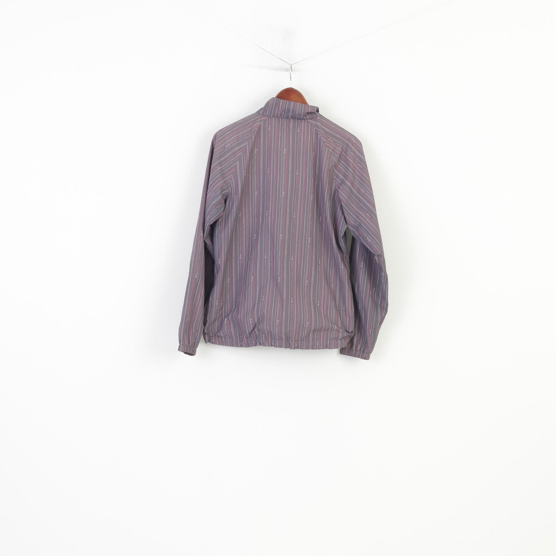 Umbro Women 40 L Jacket Striped Pink Outwear Full Zipper Lightweight Vintage Top