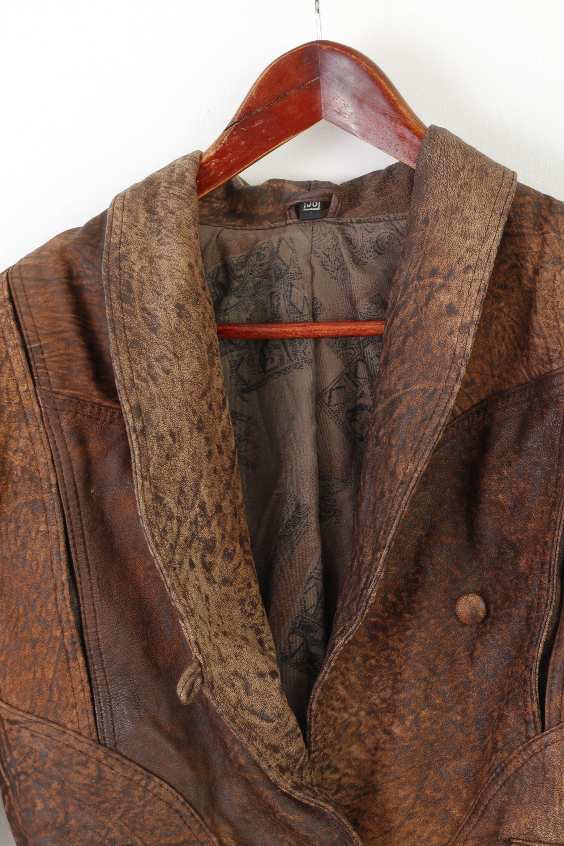 C&amp;A Femmes 38 S Veste en cuir Marron vintage années 90 Leder Cropped Biker Top