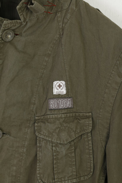 Strellson Giacca da uomo 48 M in cotone verde militare Arolla-D StyleSC 1984 Top con cerniera