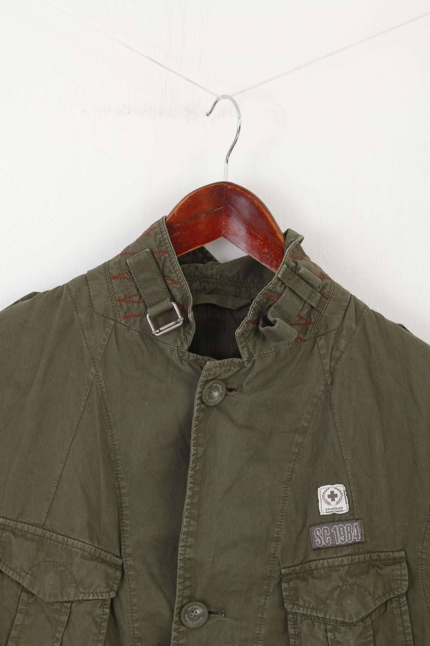 Strellson Giacca da uomo 48 M in cotone verde militare Arolla-D StyleSC 1984 Top con cerniera