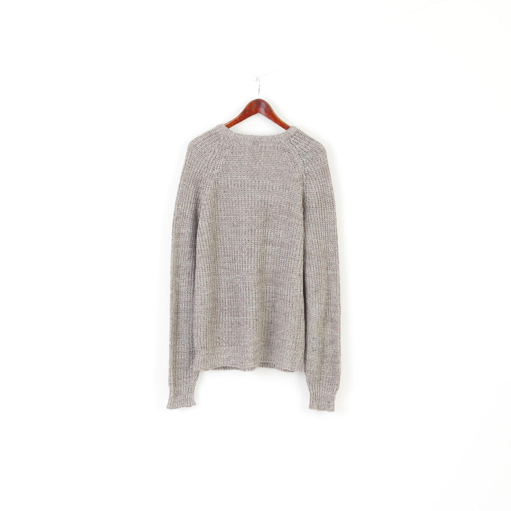 C&A Men 40 L Jumper Gray Knit Acrylic Wool Blend Crew Neck Classic Sweater