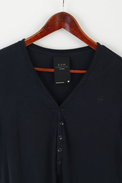 Camicia RAW Correctline di G-Star da uomo M. Top tinta unita con scollo a V in cotone elasticizzato blu scuro