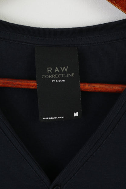 Camicia RAW Correctline di G-Star da uomo M. Top tinta unita con scollo a V in cotone elasticizzato blu scuro