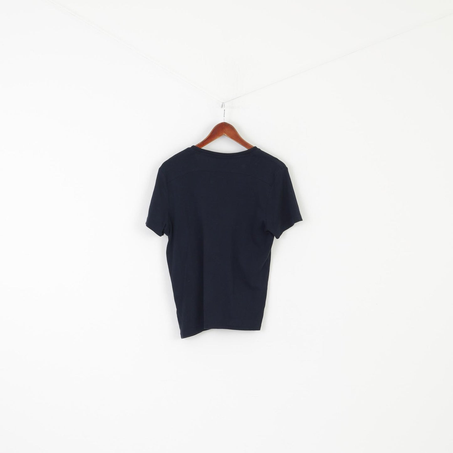 RAW Correctline by G-Star Men M Shirt Navy Cotton Stretch V-Neck Plain Top